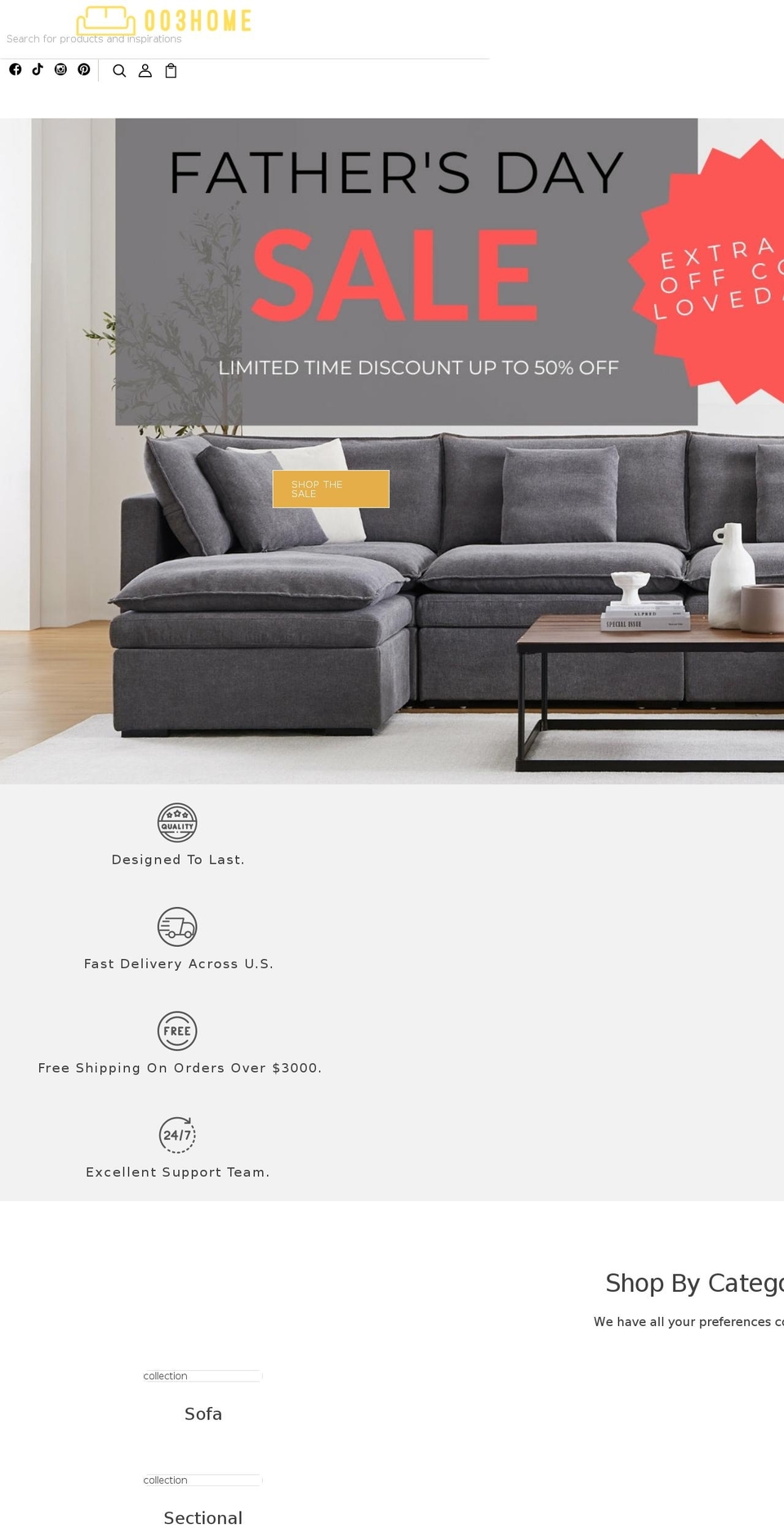 003home.com shopify website screenshot