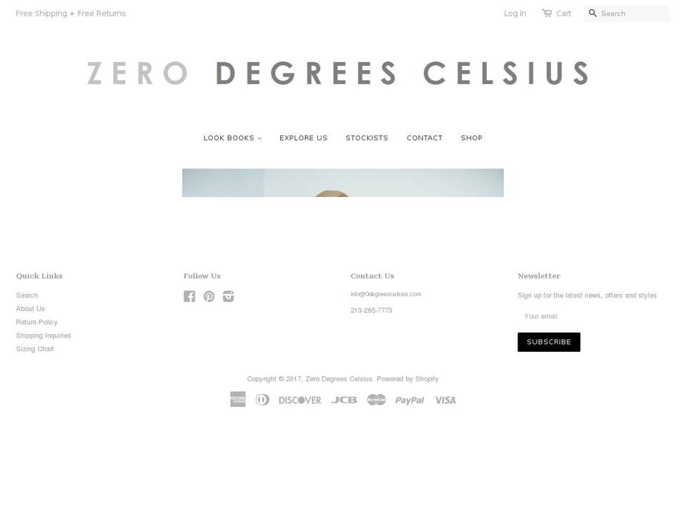 0degreescelsius.com shopify website screenshot