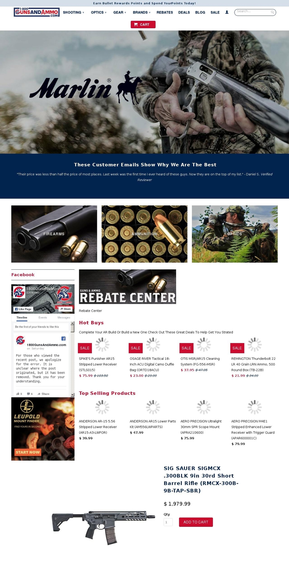 Copy of Retina Shopify theme site example 1-800-guns-and-ammo.com