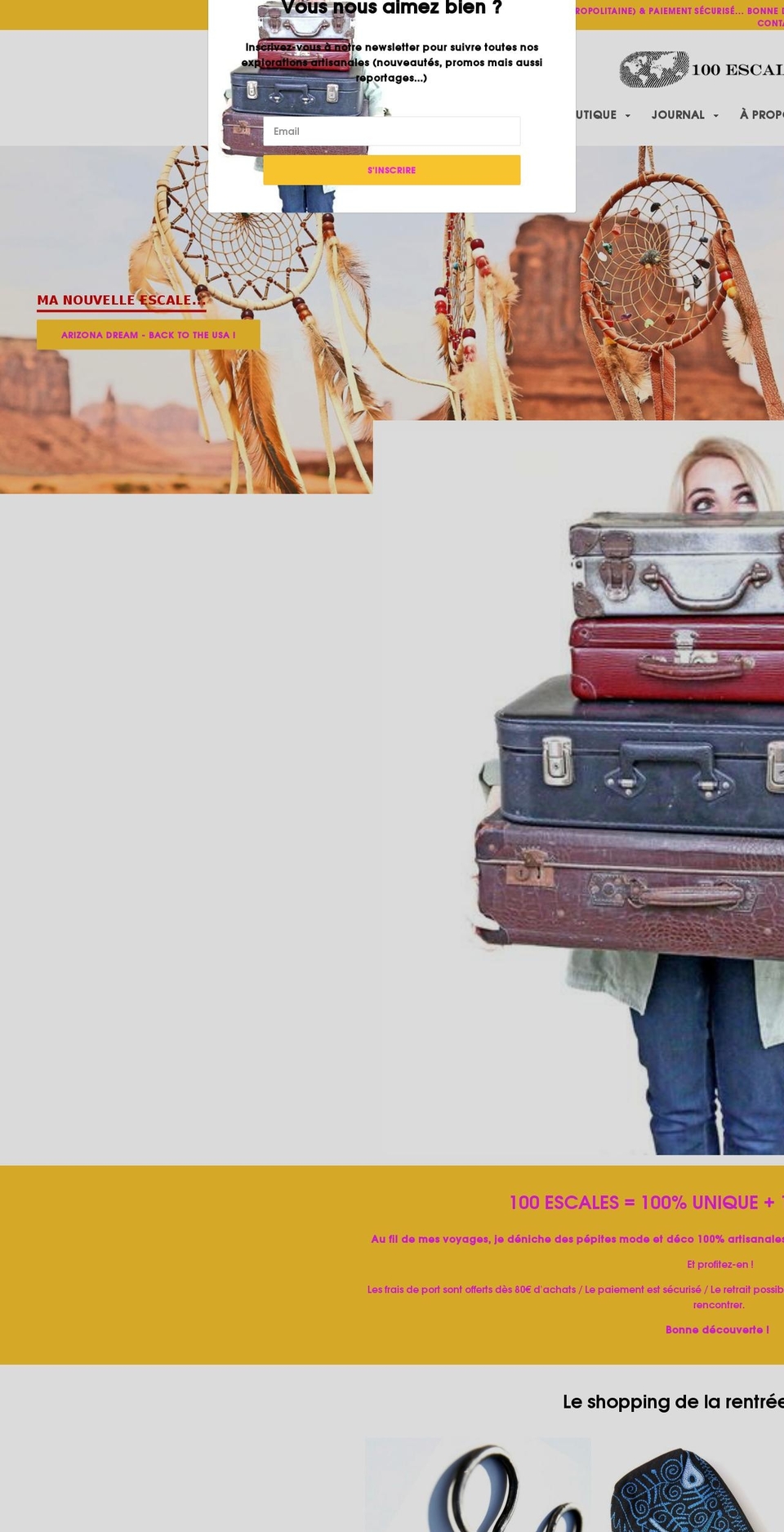 100-escales.com — Shopify storefront screenshot