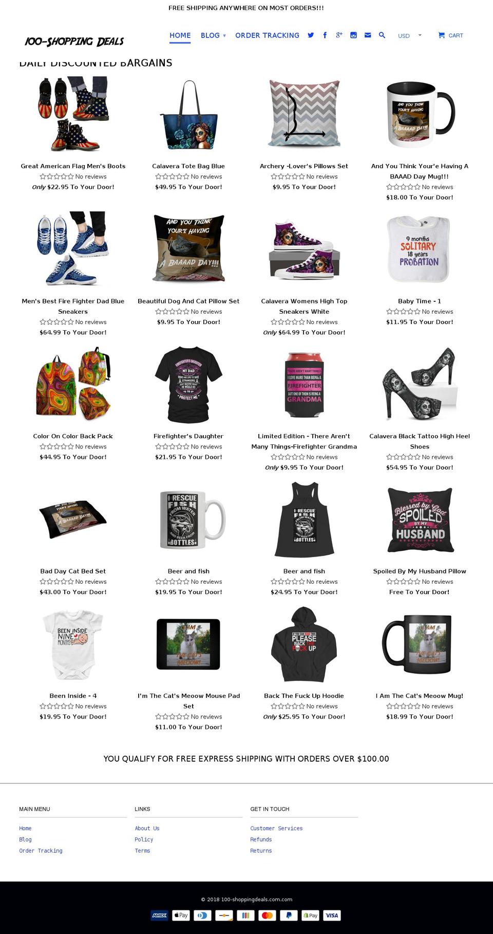 100-shoppingdeals.com — Shopify storefront screenshot