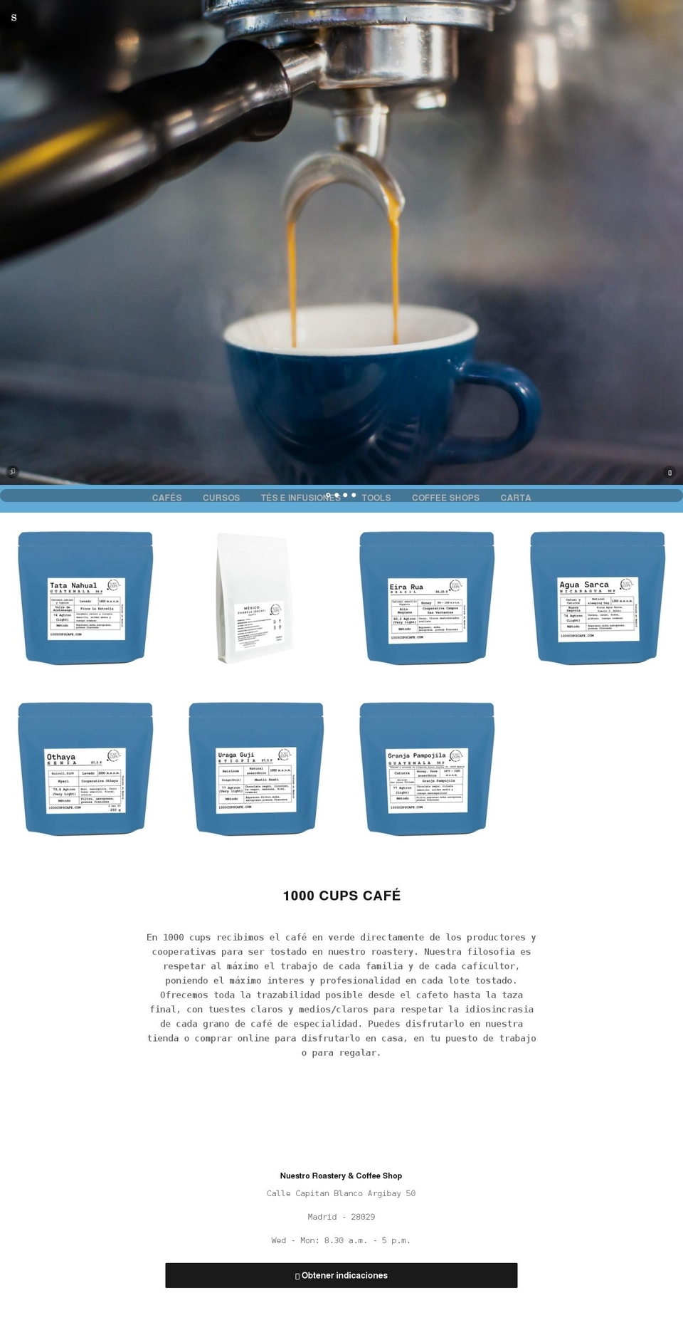 1000cupscafe.com shopify website screenshot