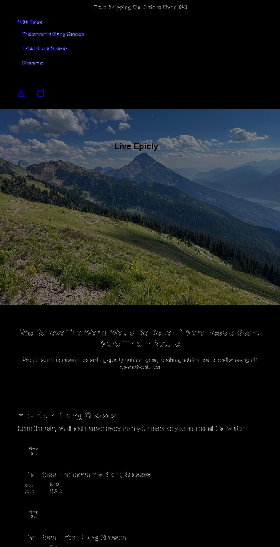 1000epics.com shopify website screenshot