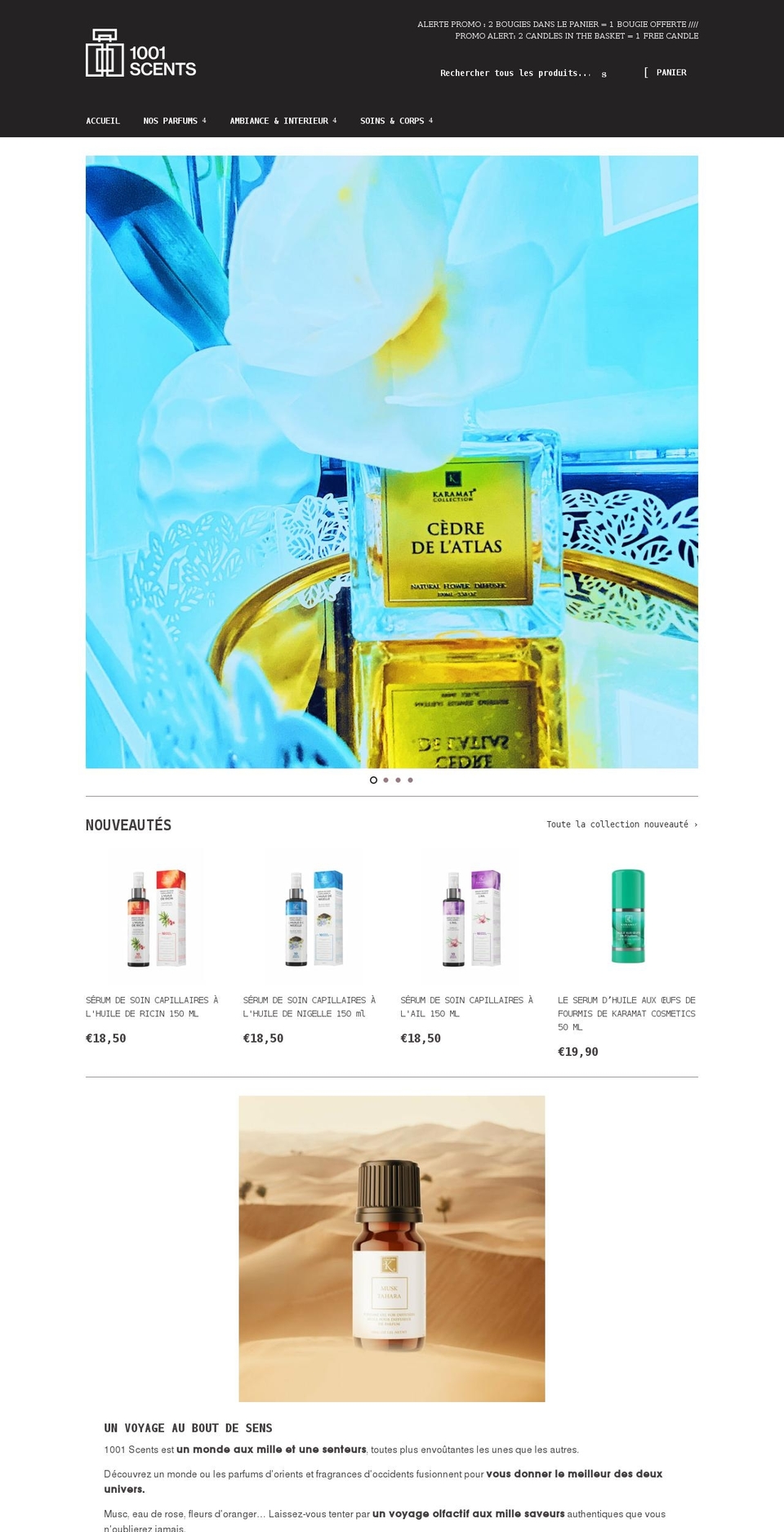 1001-scents.com shopify website screenshot