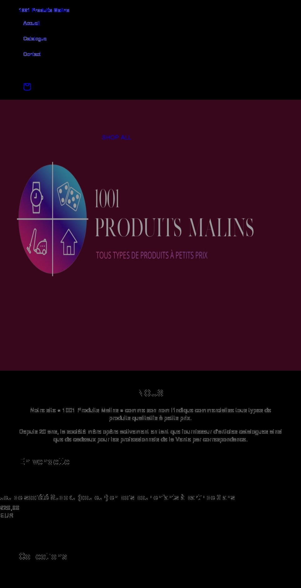 1001produitsmalins.com shopify website screenshot