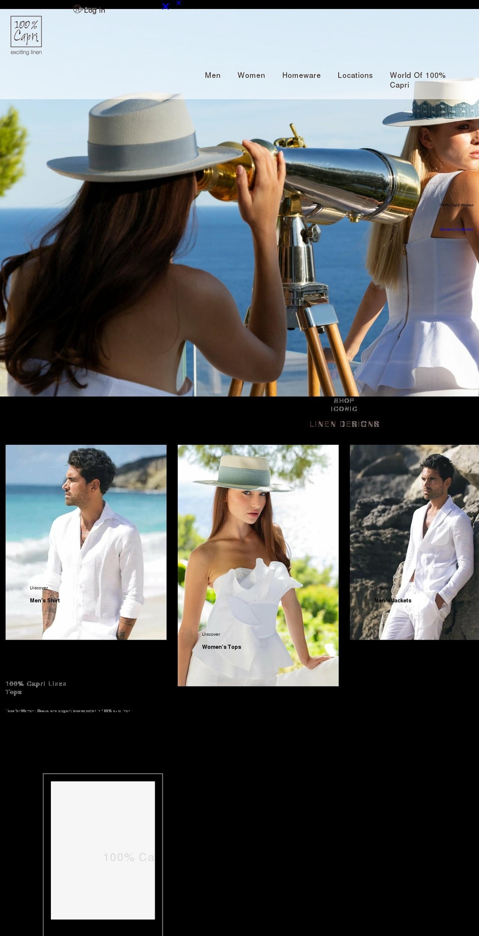 100capri.com shopify website screenshot