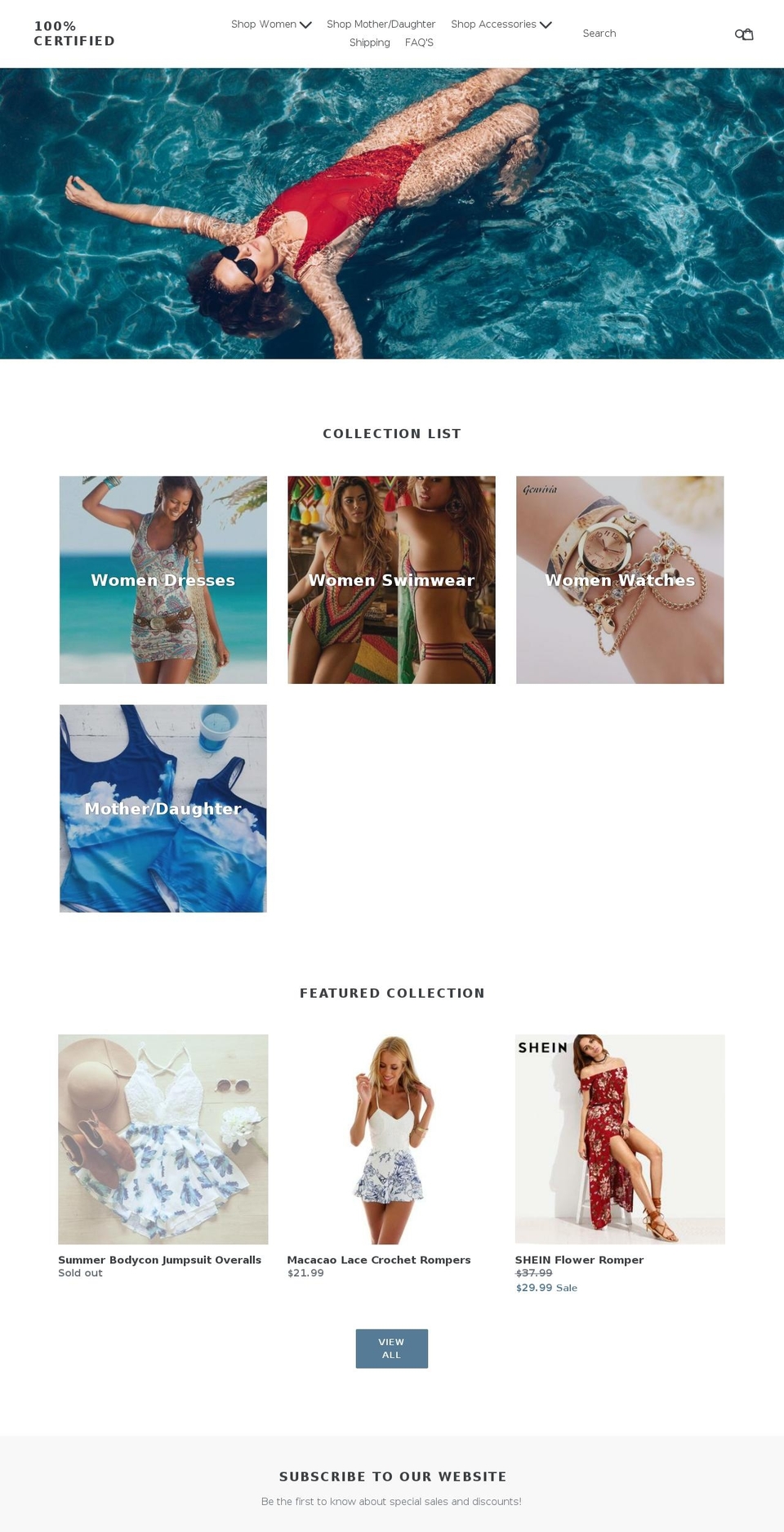 100certified.com — Shopify storefront screenshot