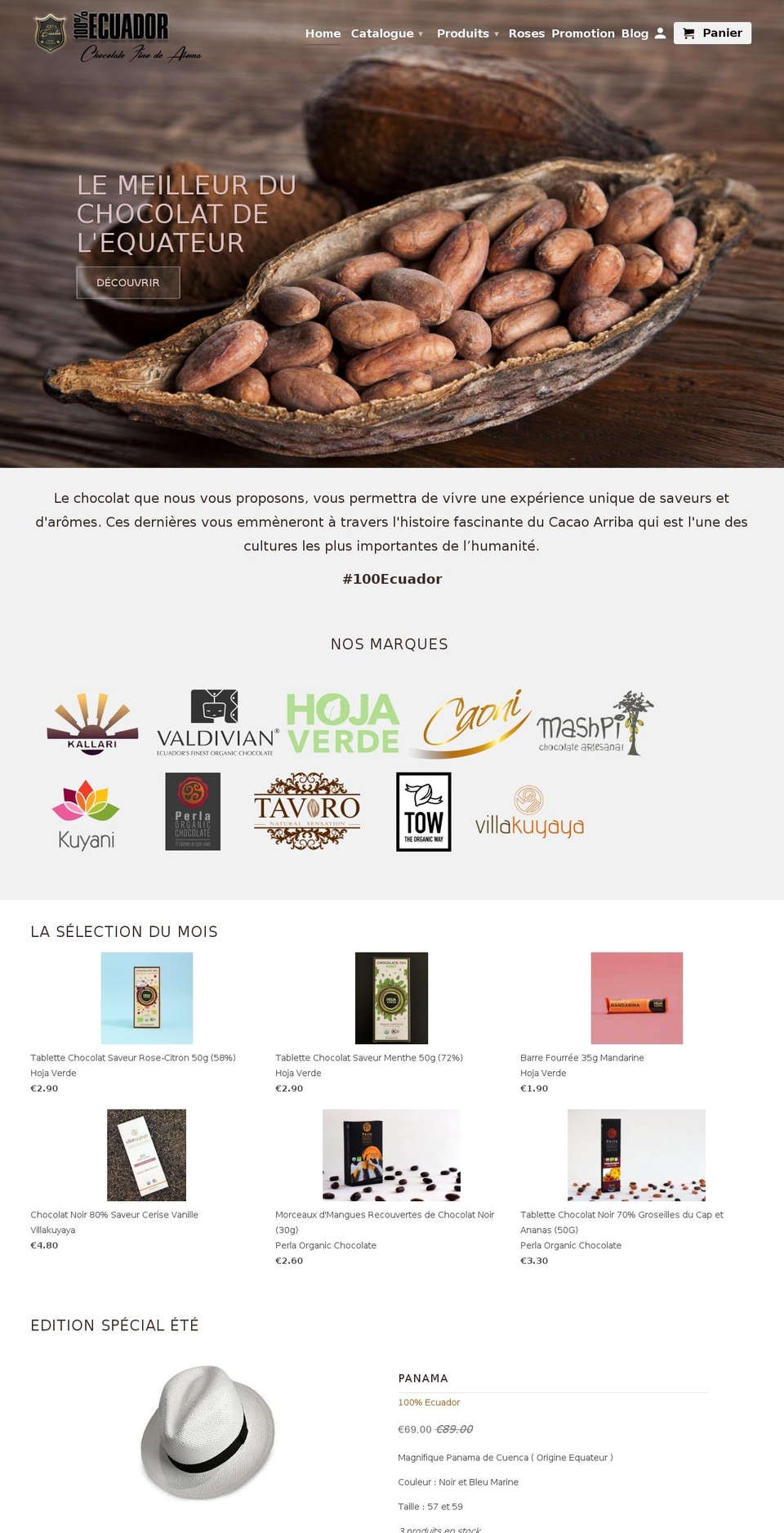 100ecuador.com — Shopify storefront screenshot