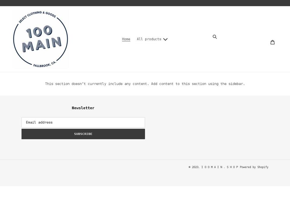 100main.shop shopify website screenshot