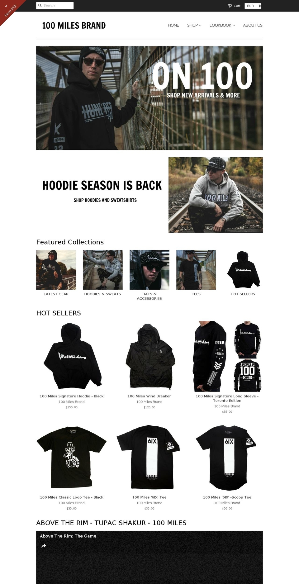 100milesbrand.com shopify website screenshot