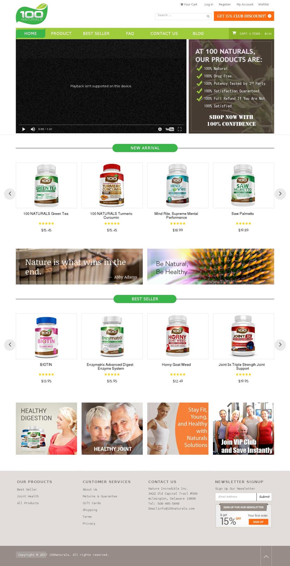100naturals.com shopify website screenshot
