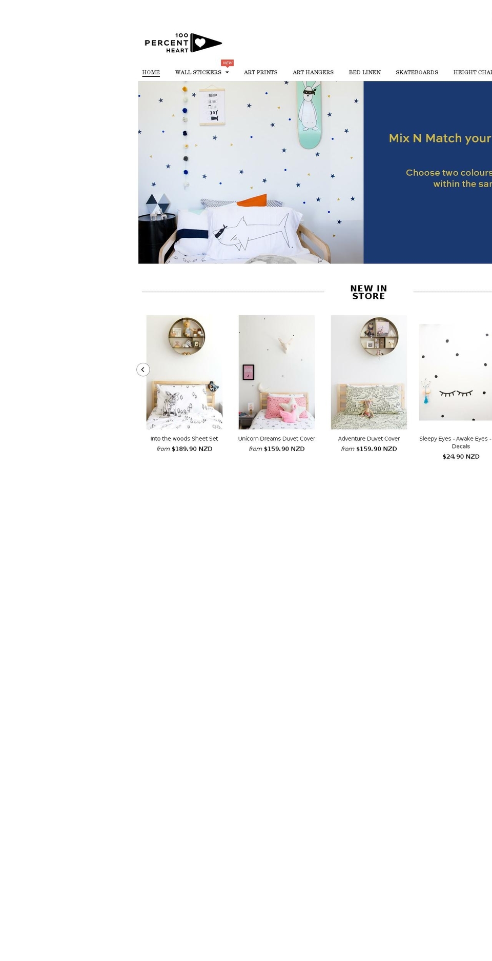 100percentheart.com shopify website screenshot