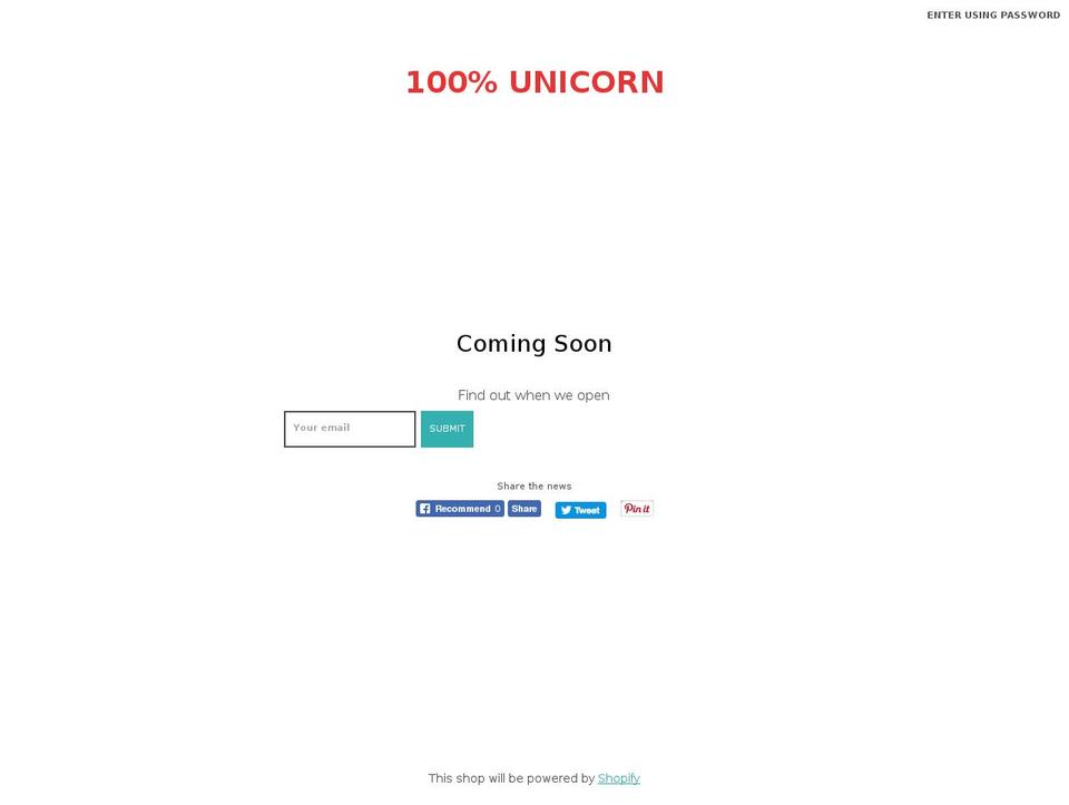 100percentunicorn.com — Shopify storefront screenshot