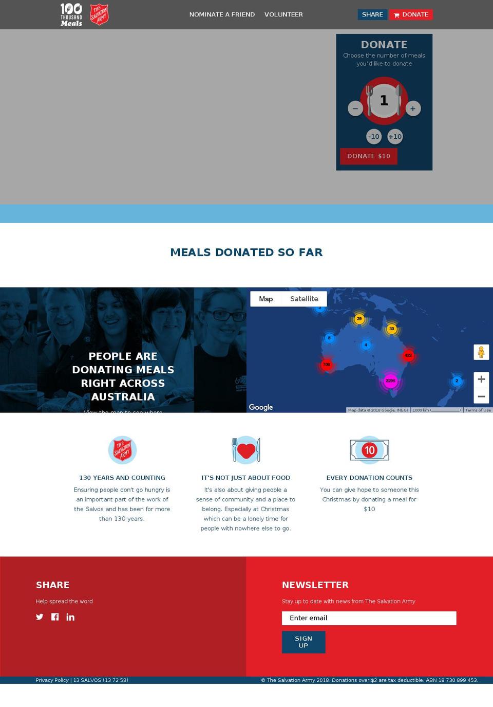 100thousandmeals.org.au shopify website screenshot