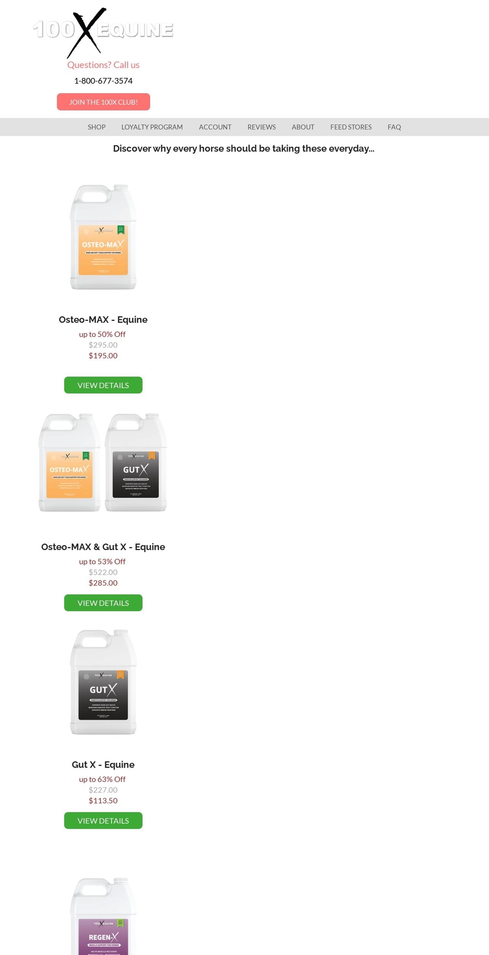 100xequine.com shopify website screenshot
