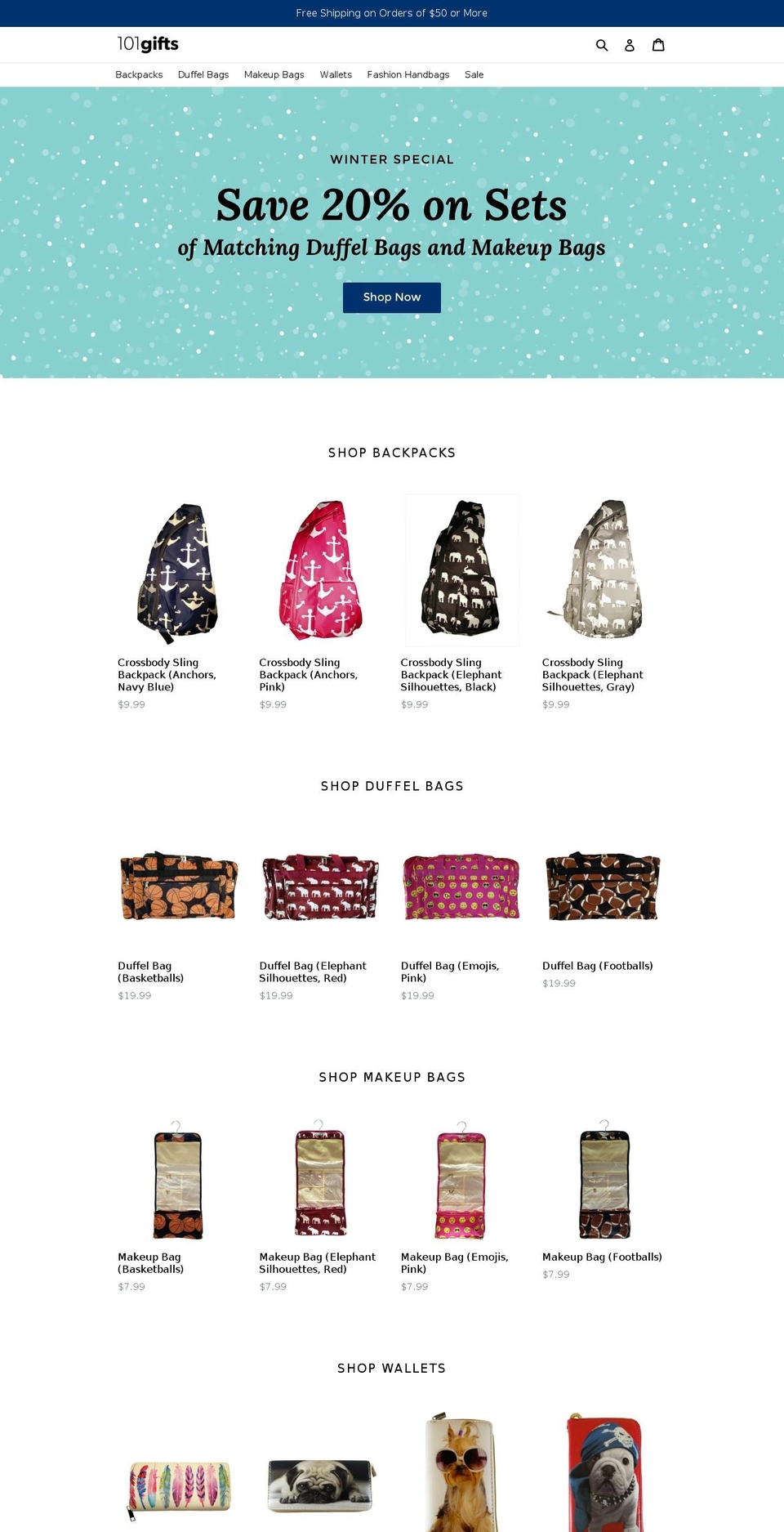 101gifts.net shopify website screenshot