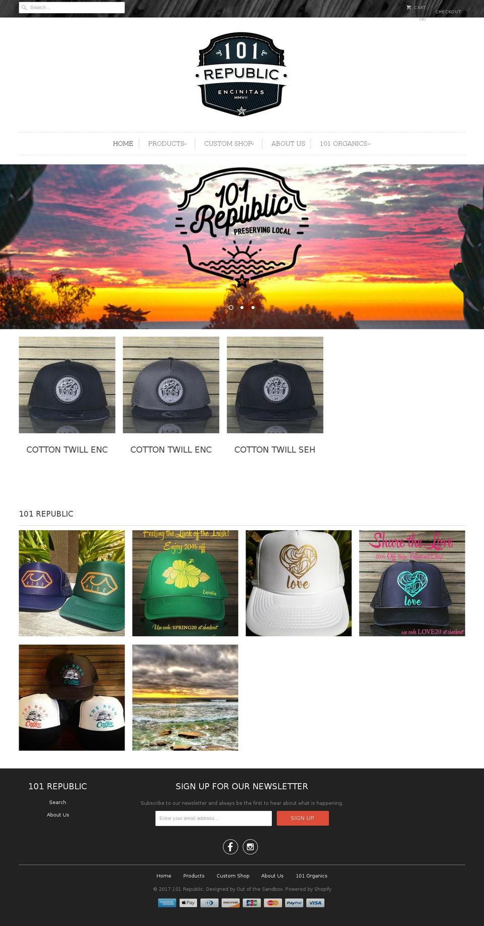 101organics.net shopify website screenshot