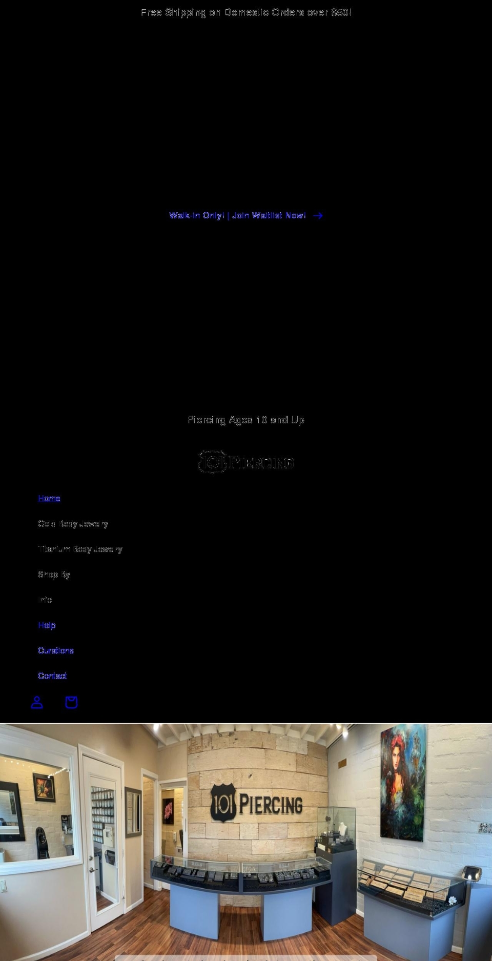 101piercing.com shopify website screenshot