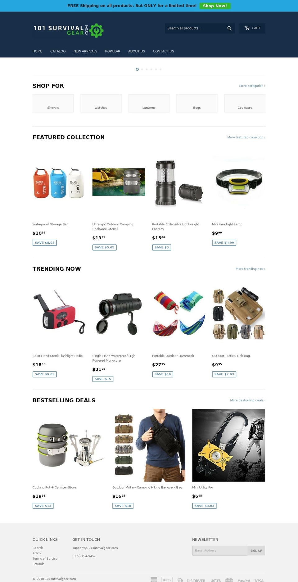101survivalgear.com — Shopify storefront screenshot