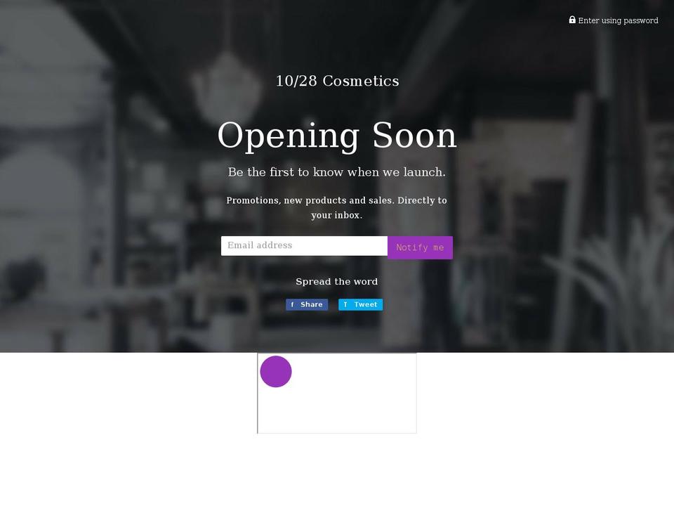 1028cosmetics.com shopify website screenshot