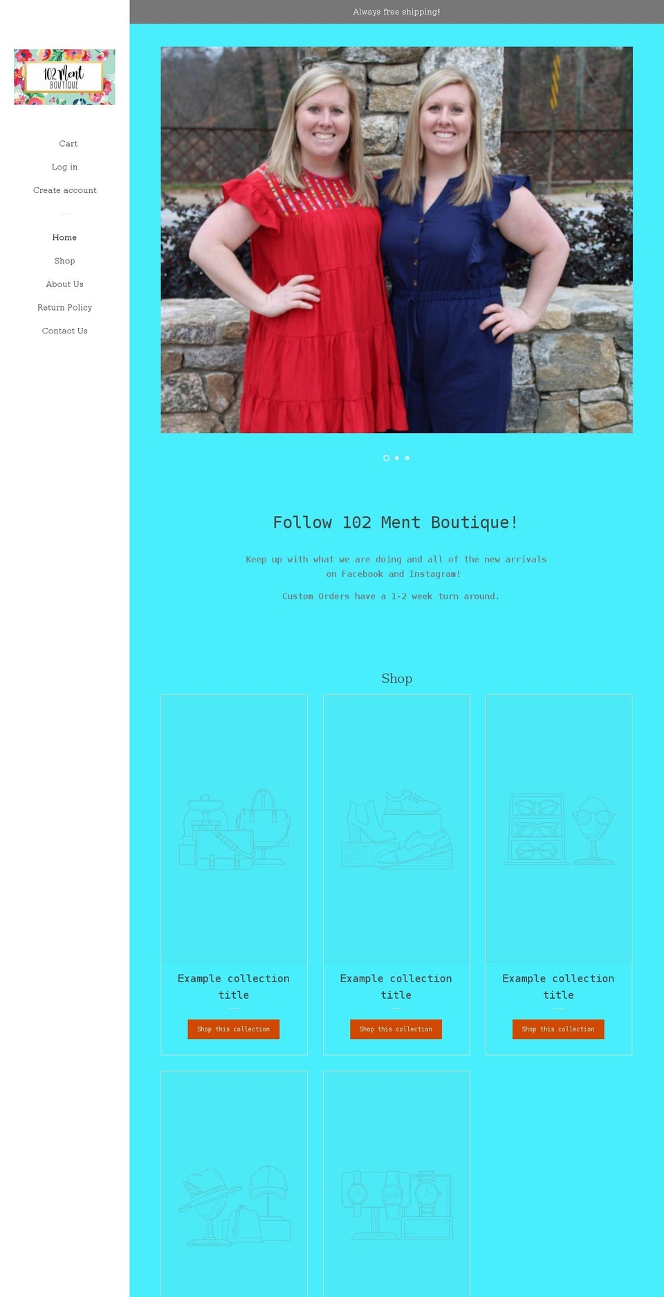 102mentboutique.com shopify website screenshot