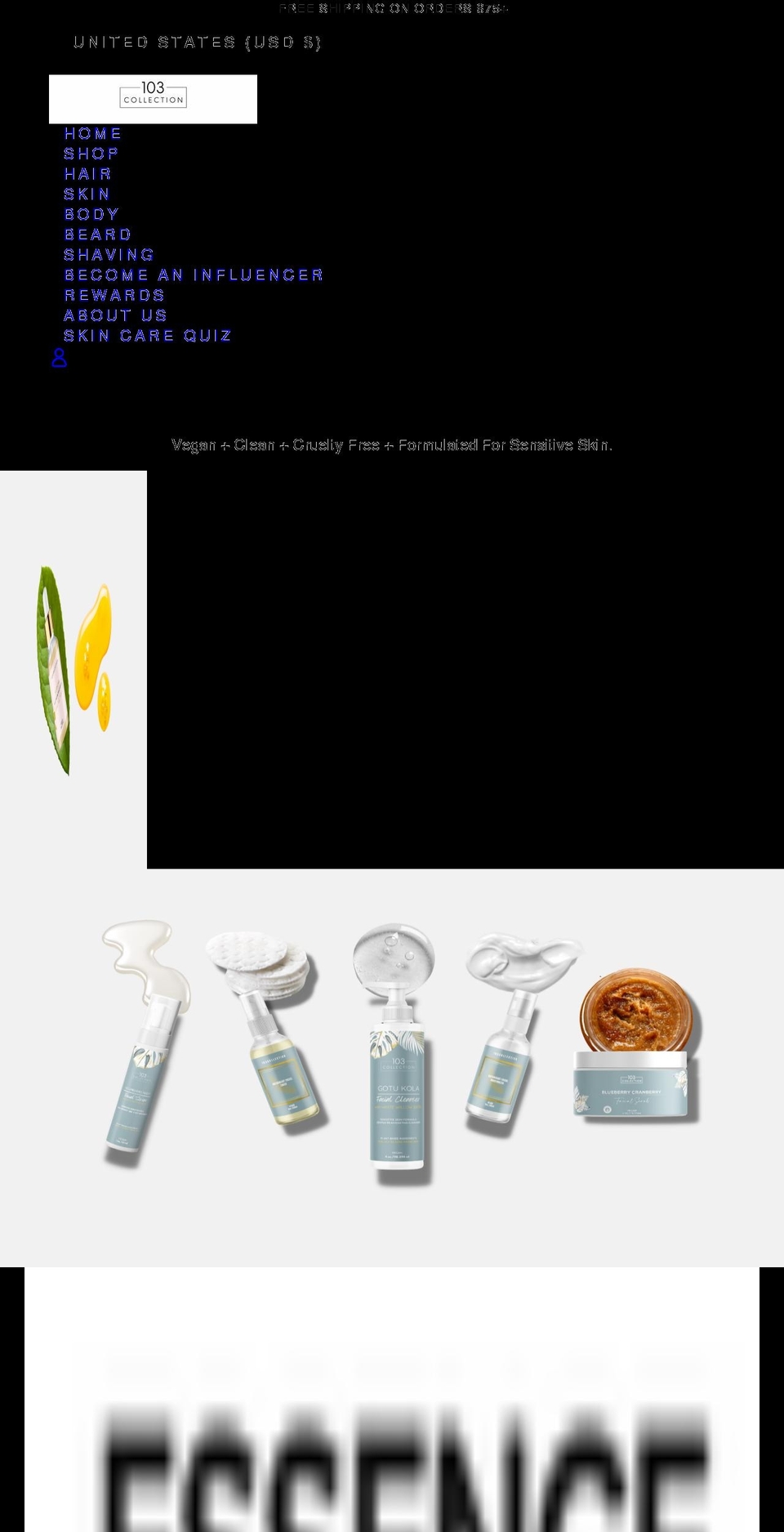 103collection.com shopify website screenshot