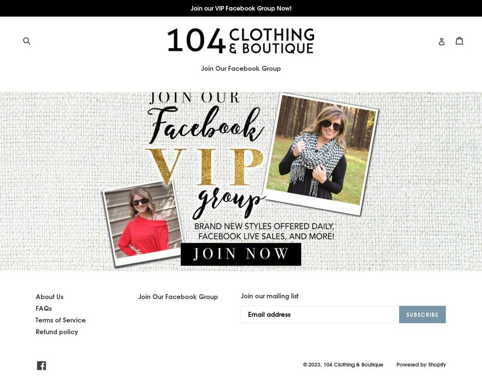 104clothinginvoices.com shopify website screenshot