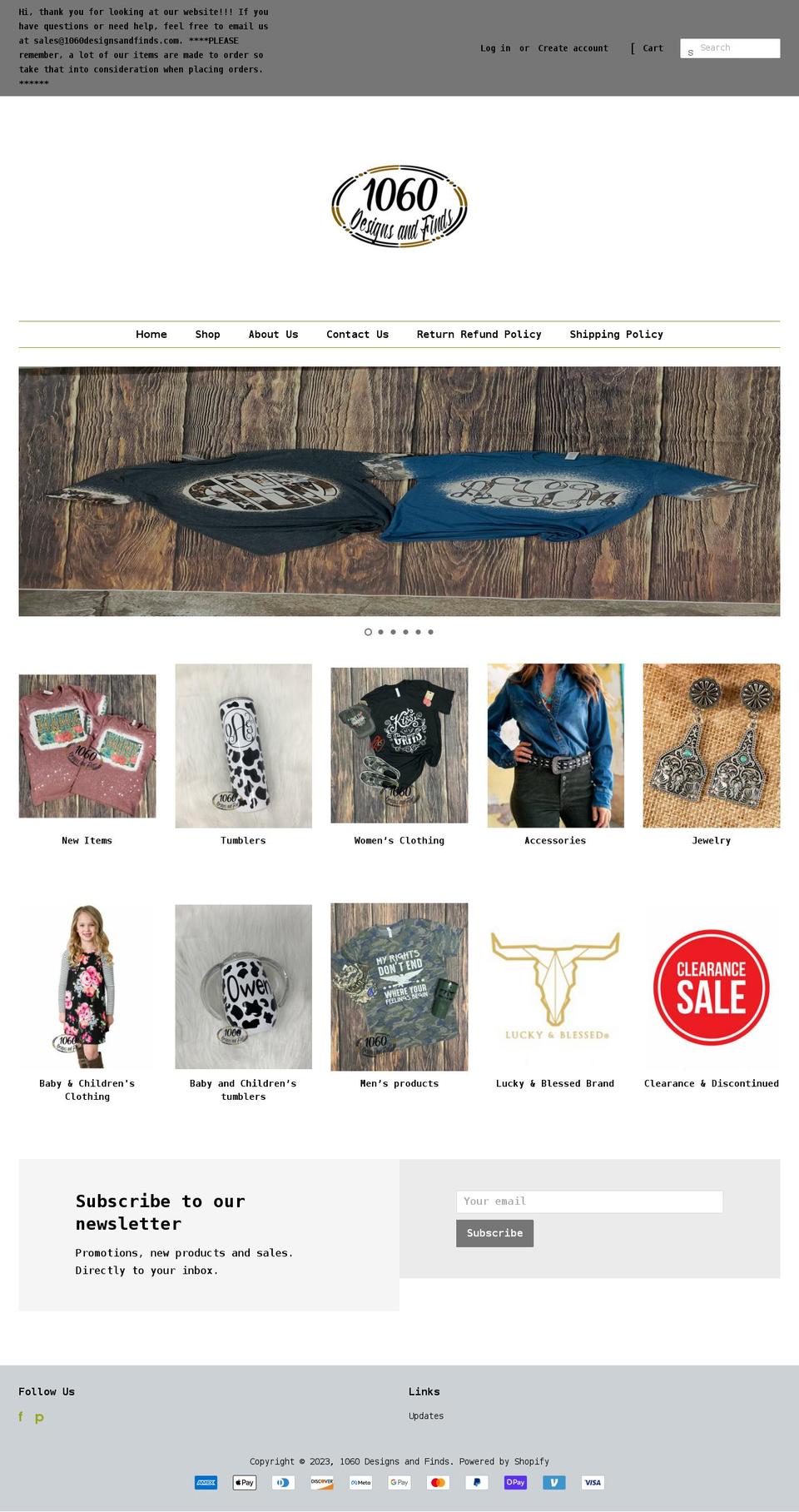 1060designsandfinds.com shopify website screenshot