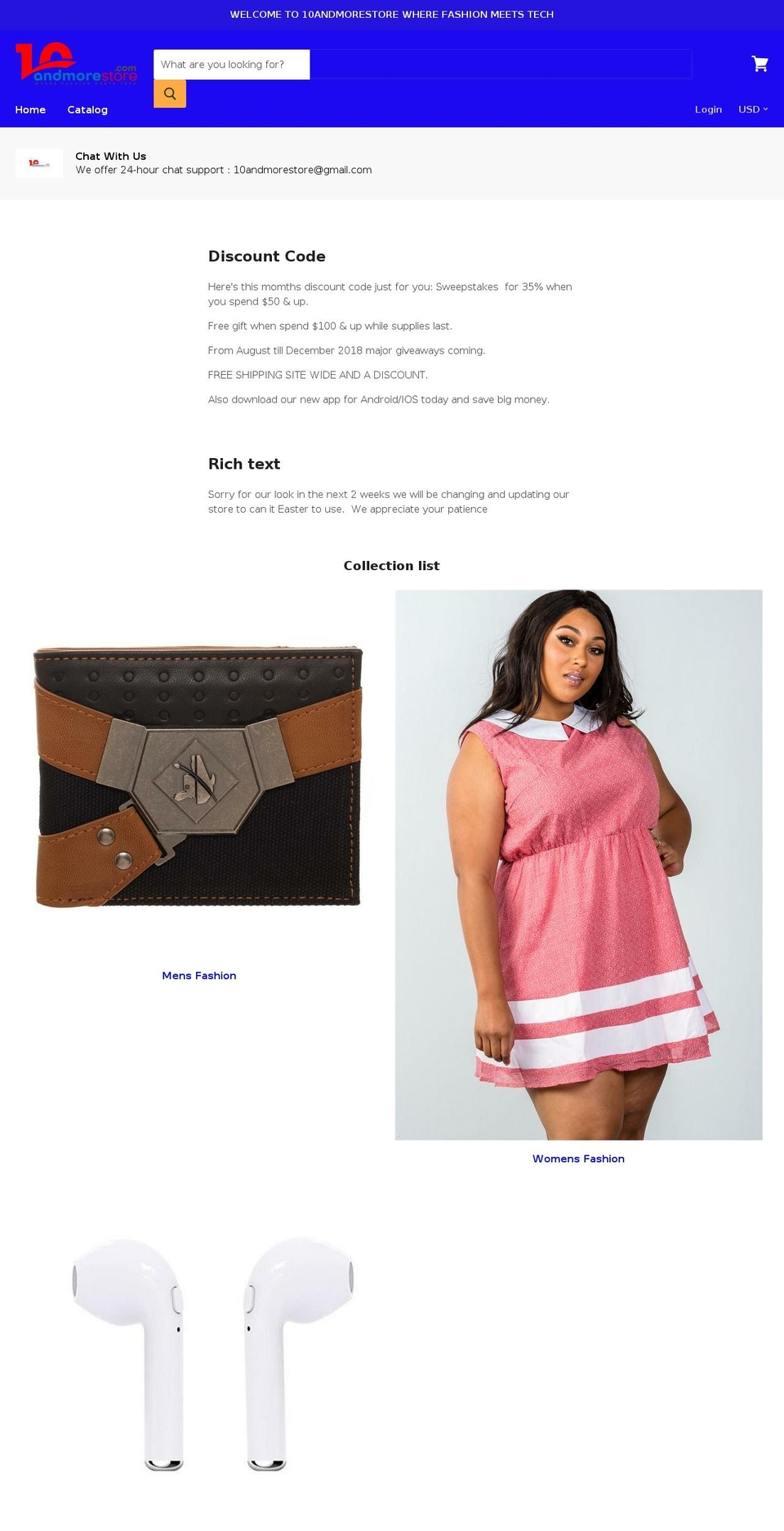 10andmorestore.com — Shopify storefront screenshot