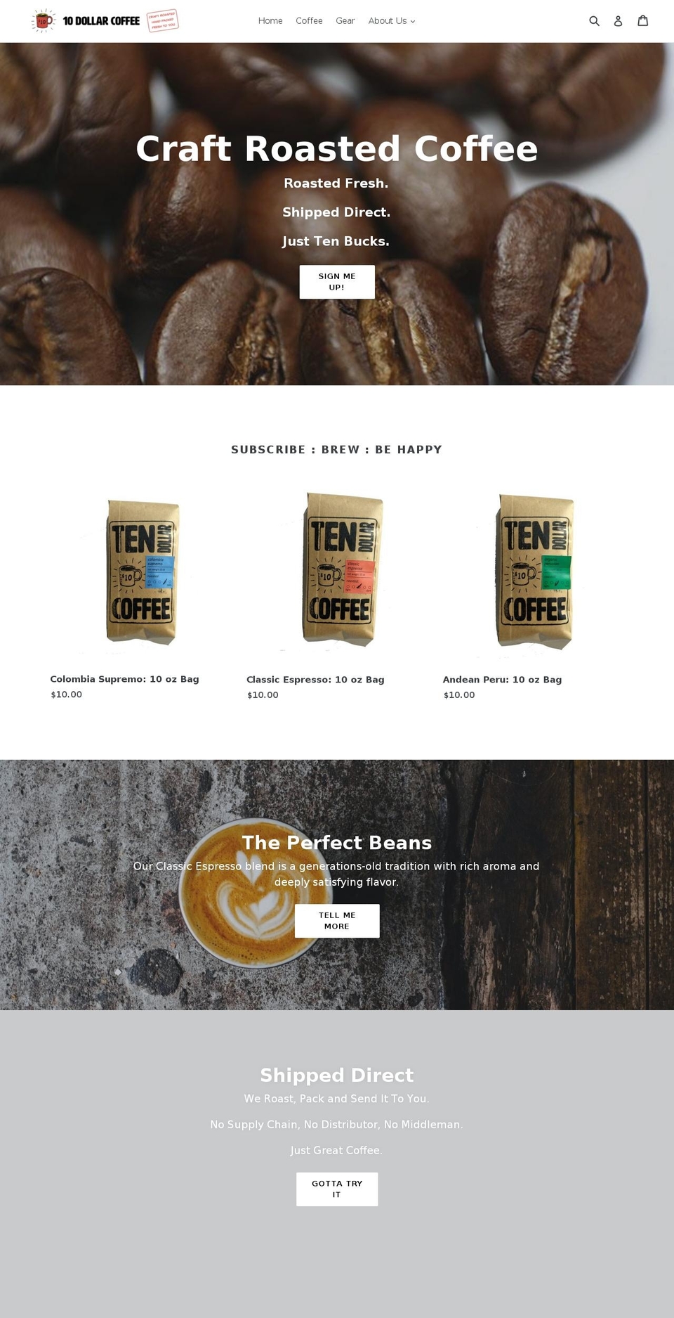 10dollarcoffee.com shopify website screenshot