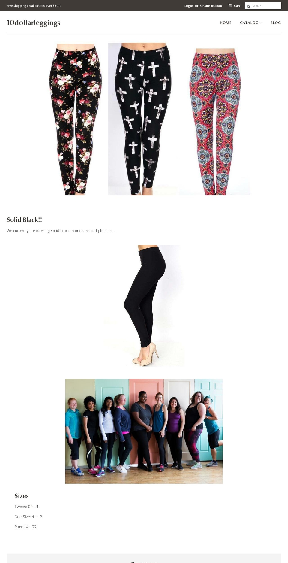 10dollarleggings.com — Shopify storefront screenshot
