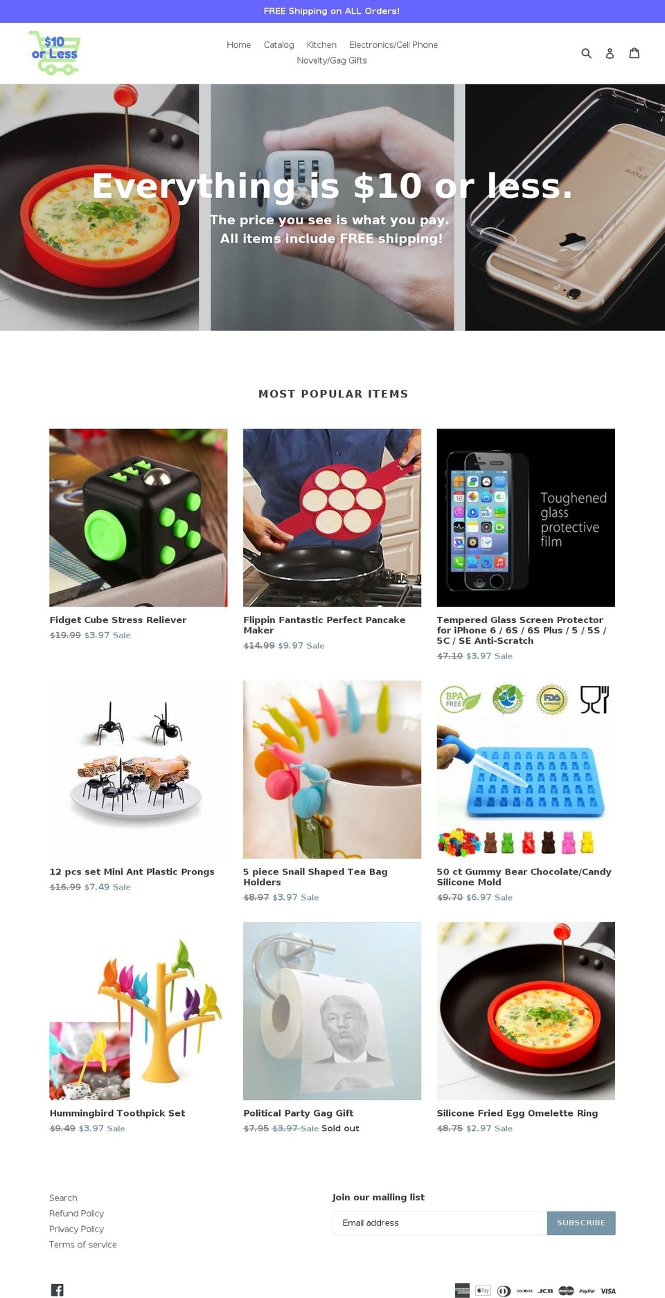 10dollarsorless.com shopify website screenshot