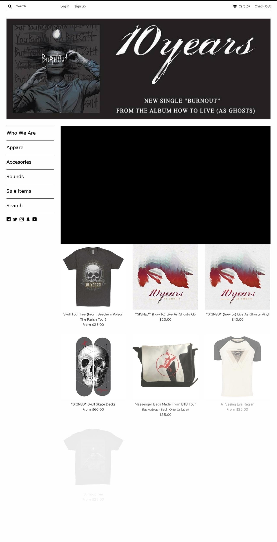 10yearsmerch.com shopify website screenshot