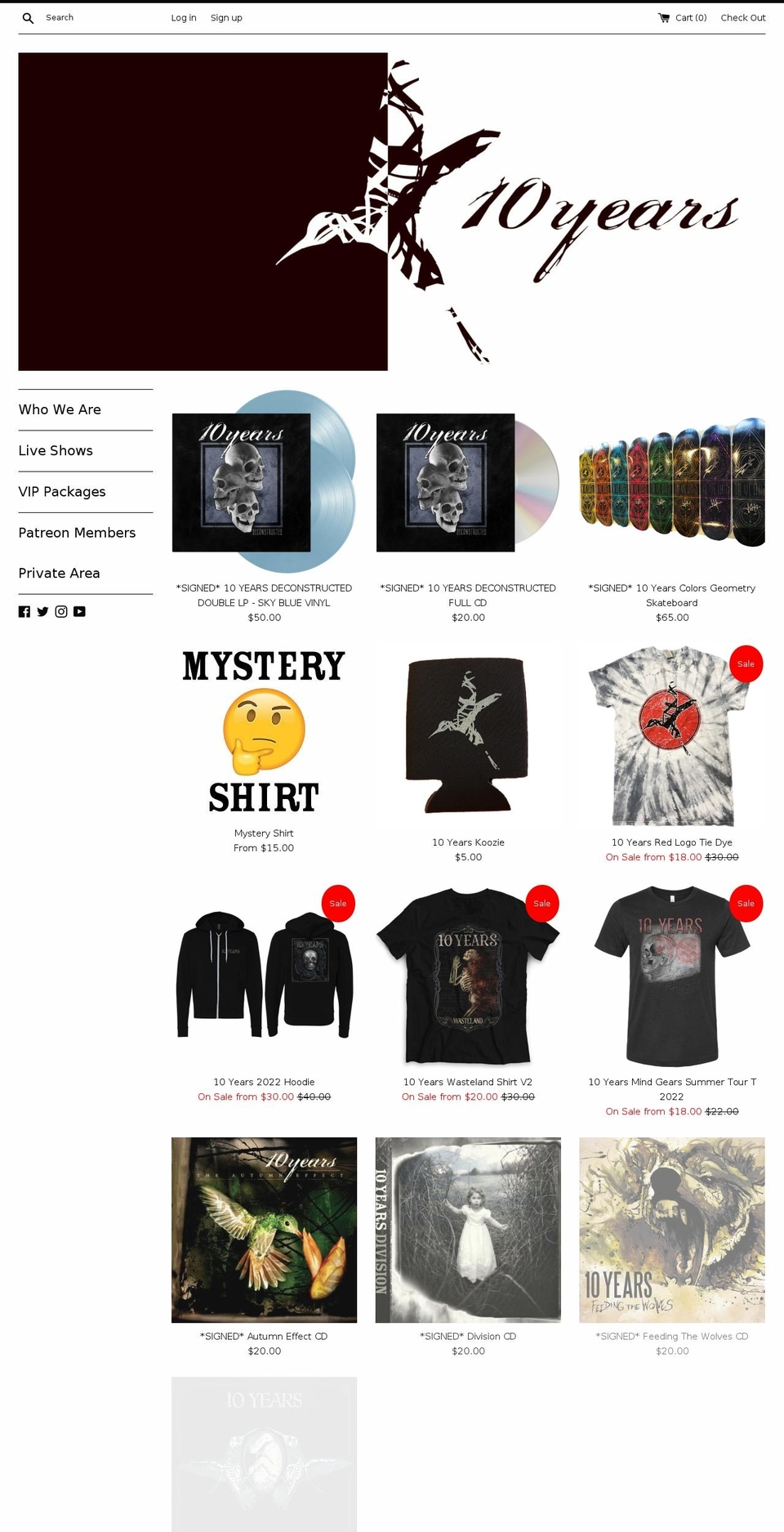 10yearsmusic.com shopify website screenshot