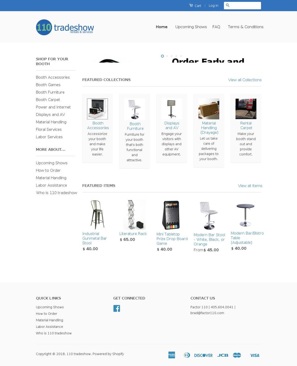 110tradeshow.com shopify website screenshot