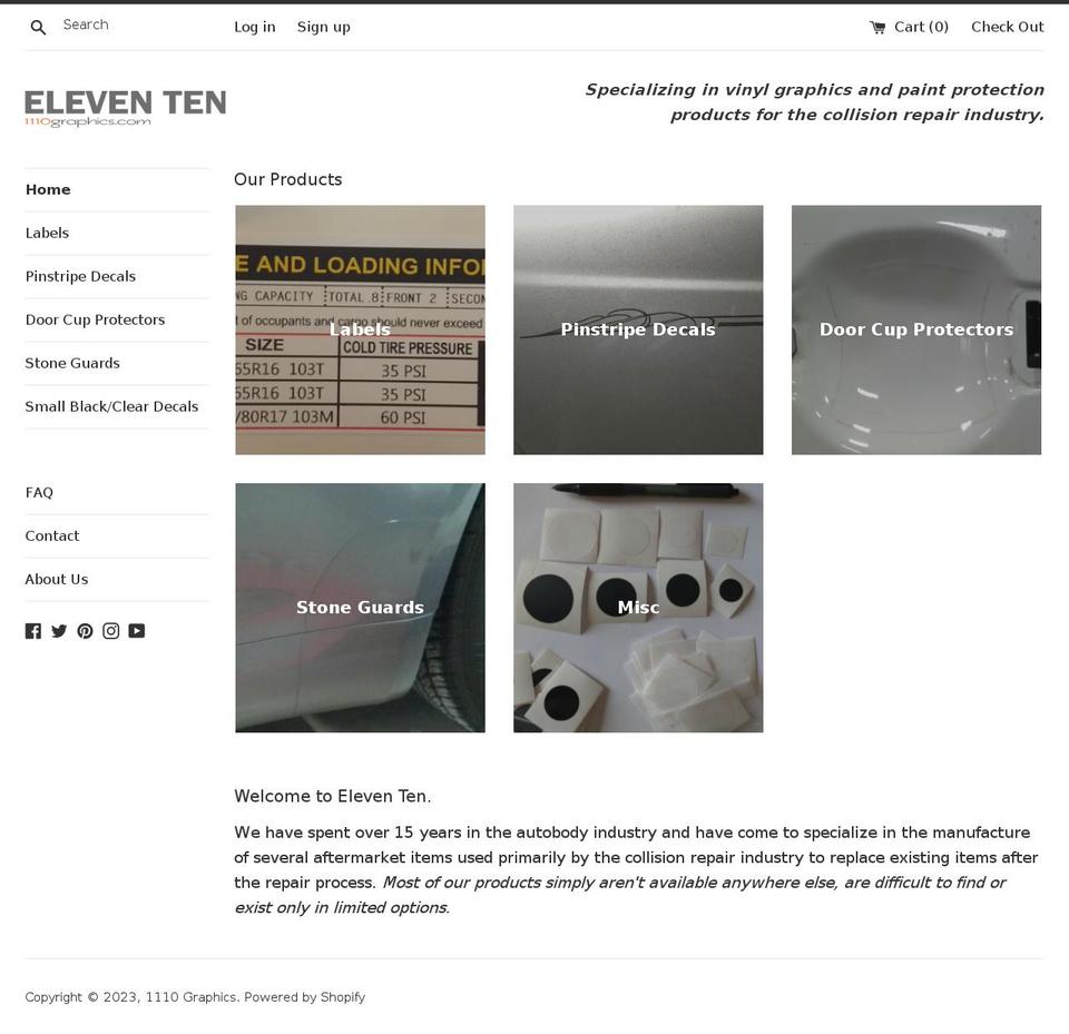 1110graphics.com shopify website screenshot