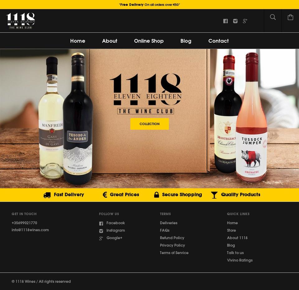 Kagami Shopify theme site example 1118wines.com