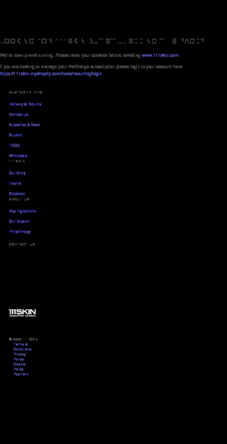 111skin.myshopify.com shopify website screenshot