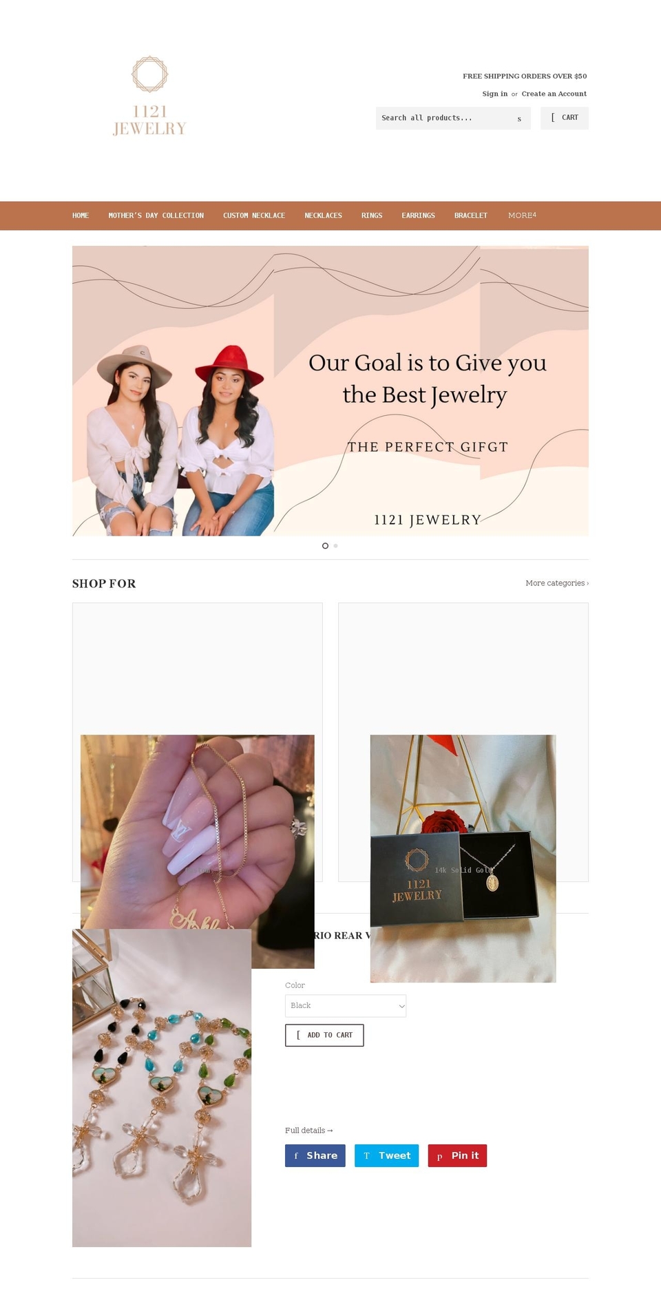 1121jewelry.com shopify website screenshot