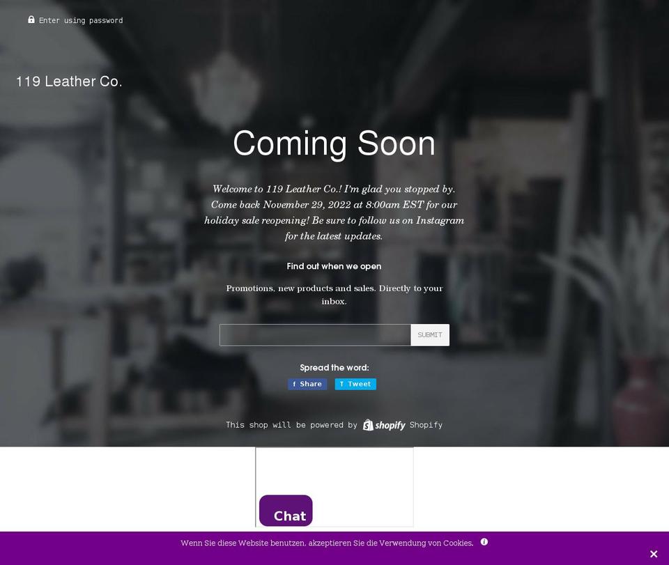 119leatherco.com shopify website screenshot