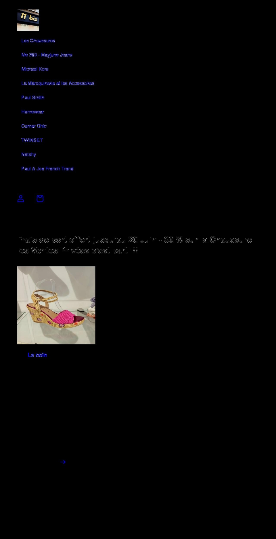 11bis-chaussuresenghienlesbains.com shopify website screenshot
