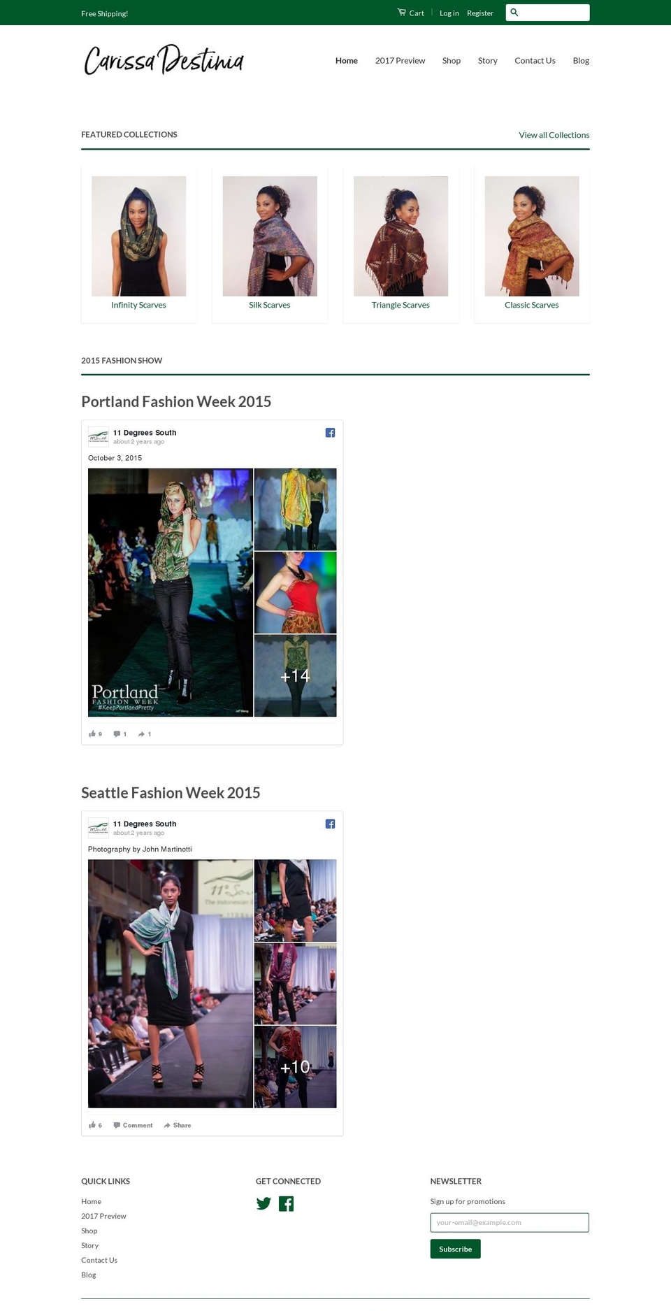 11degreessouth.com shopify website screenshot