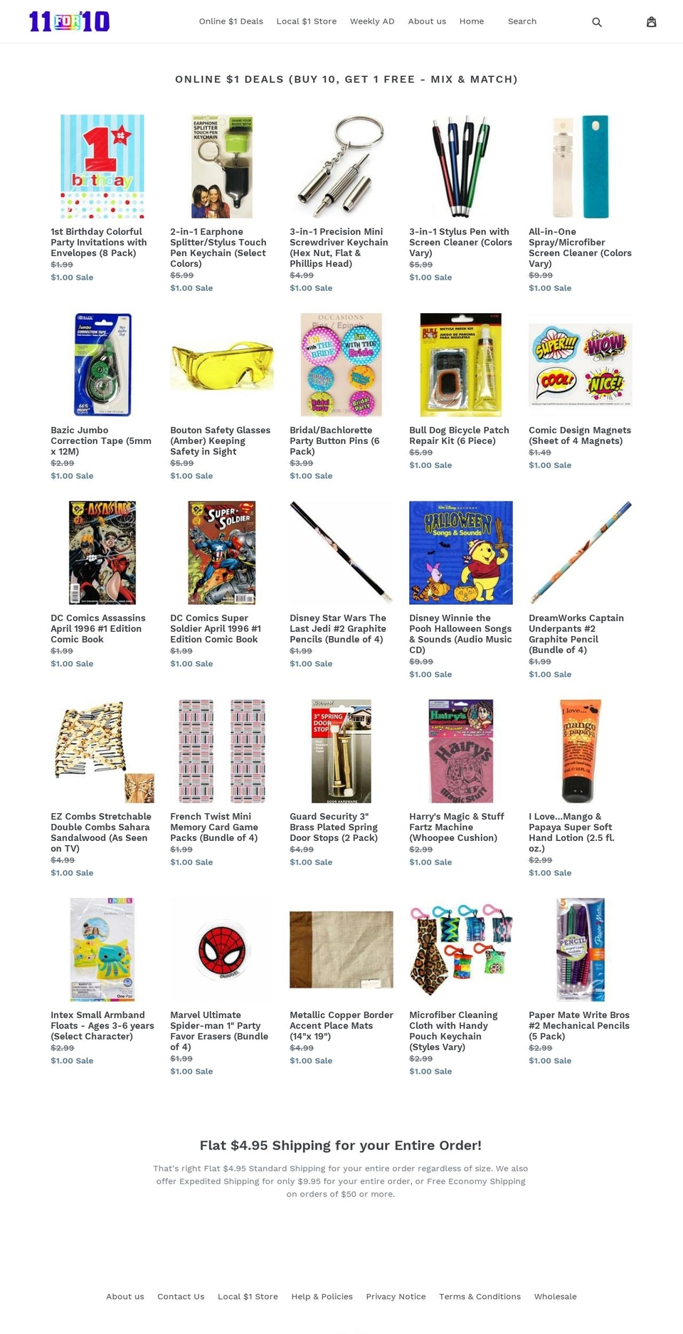 11for10.com — Shopify storefront screenshot