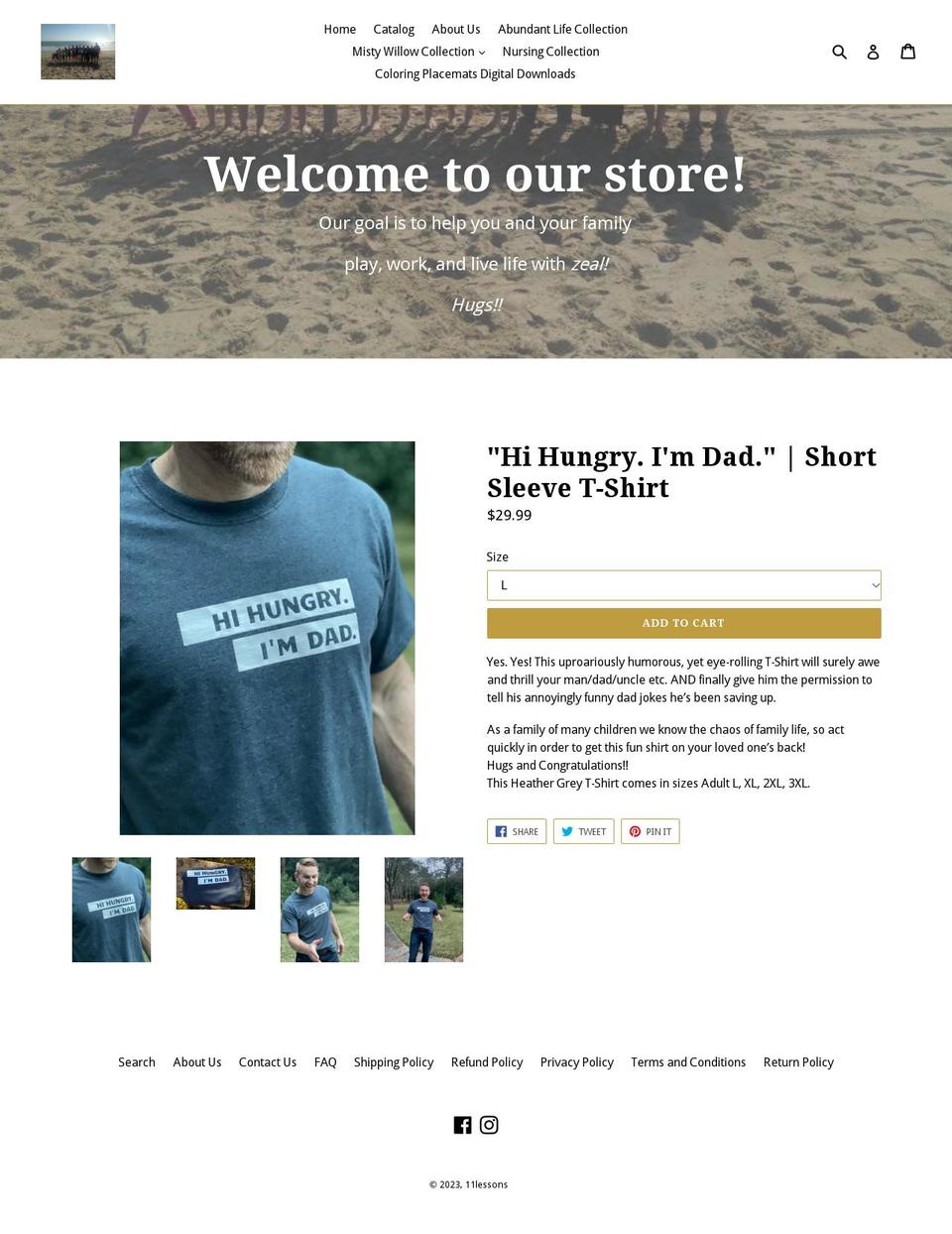 11lessons.net shopify website screenshot