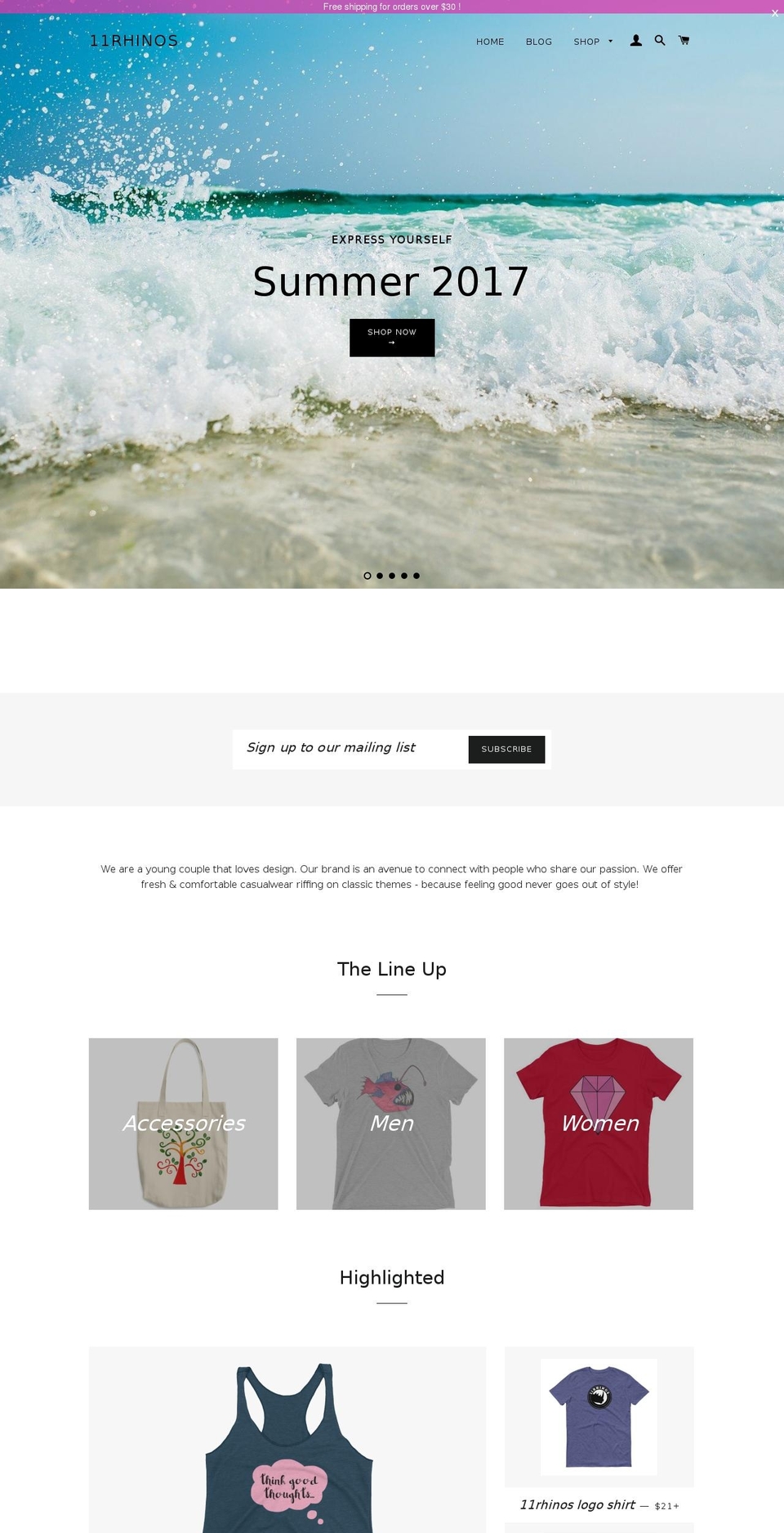 11rhinos.com — Shopify storefront screenshot