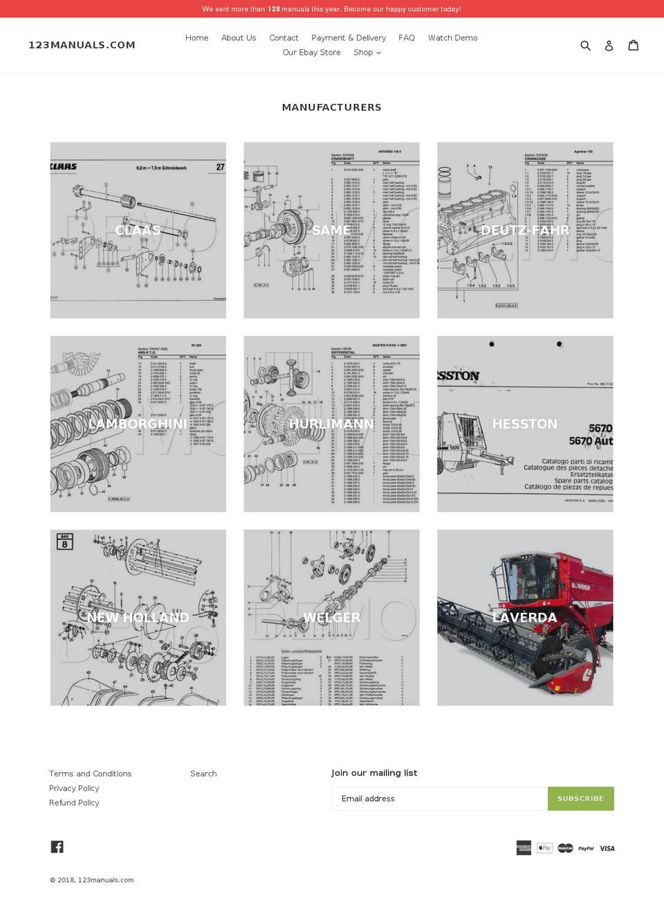 123manuals.com shopify website screenshot