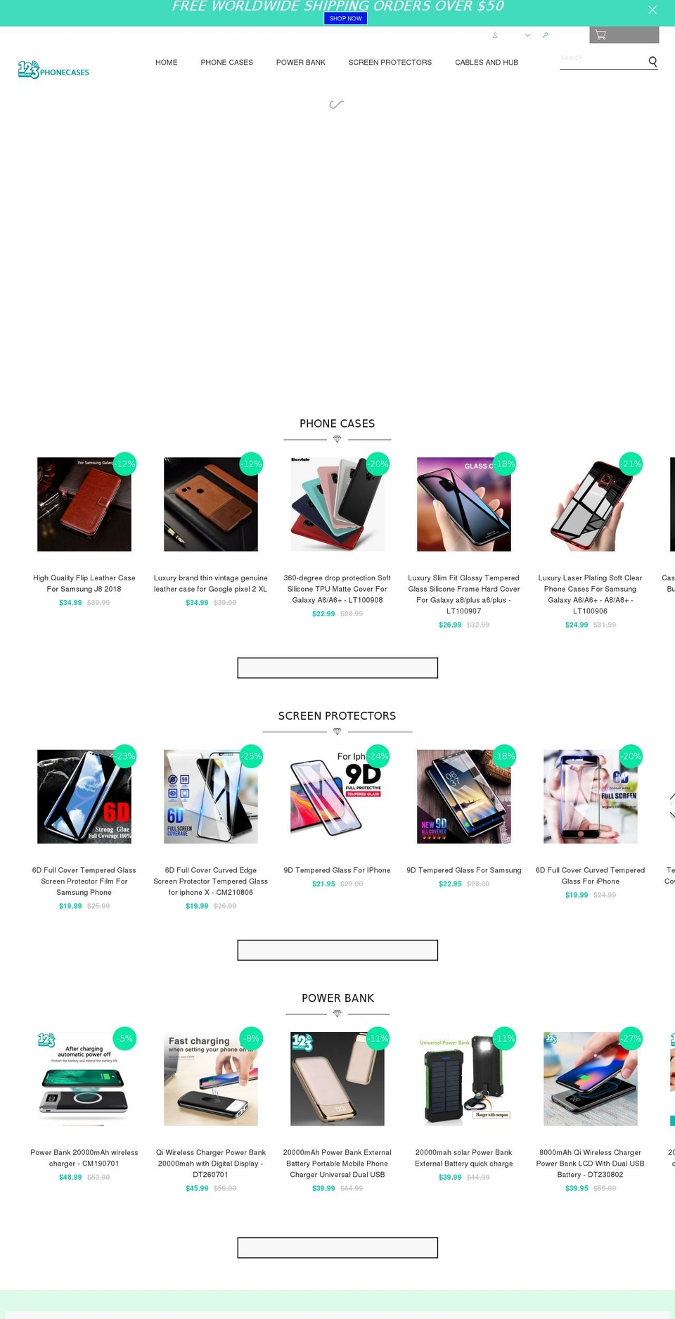 123phonecases.com — Shopify storefront screenshot