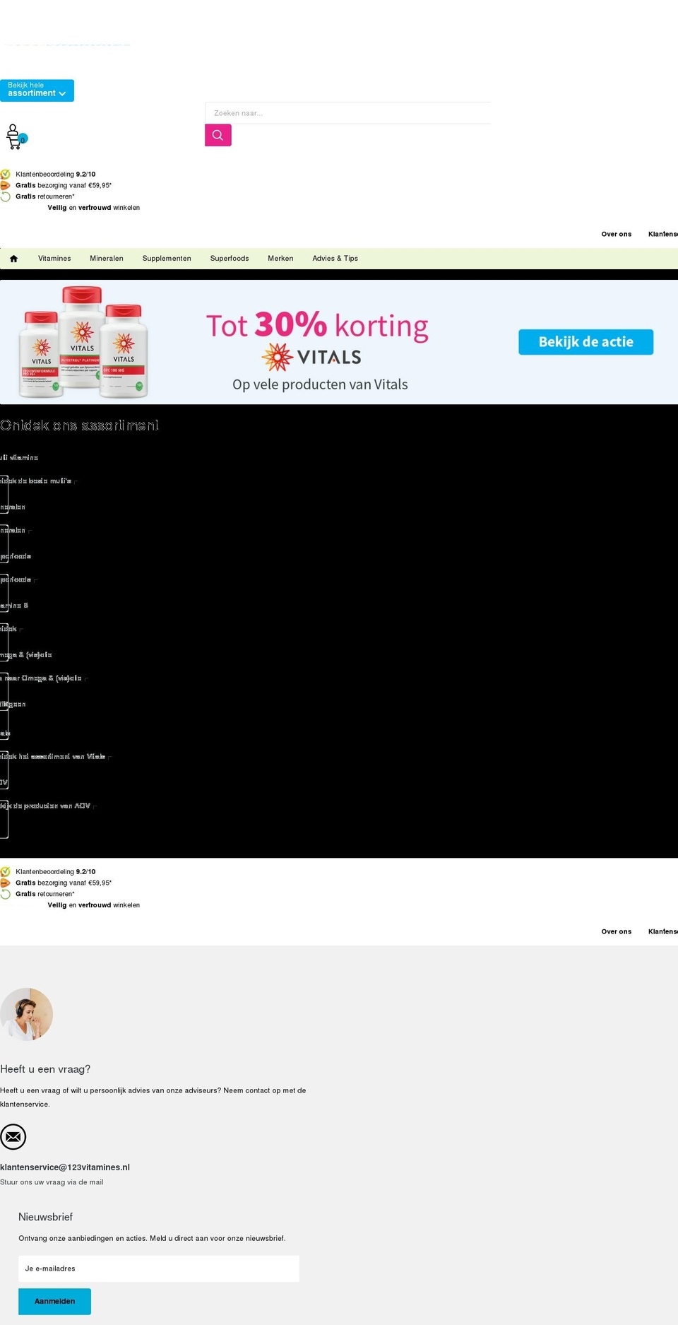 123vitamines.nl shopify website screenshot