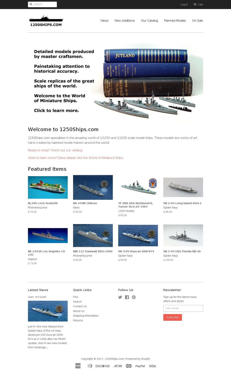 1250ships.com shopify website screenshot