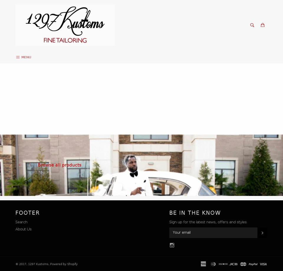 1297kustoms.com shopify website screenshot
